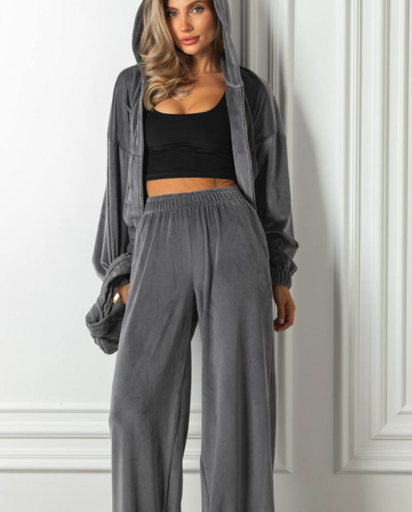 57 Велюровий костюм із капюшоном з прямими штанами